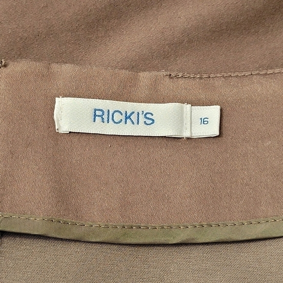 TAUPE Panel Godet Flare Pleated Midi Skirt Size 16 - Picture 5 of 5